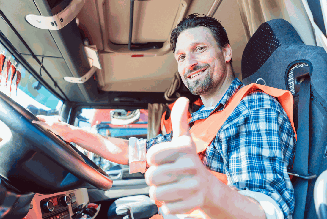 Truck driver at the cab of a truck