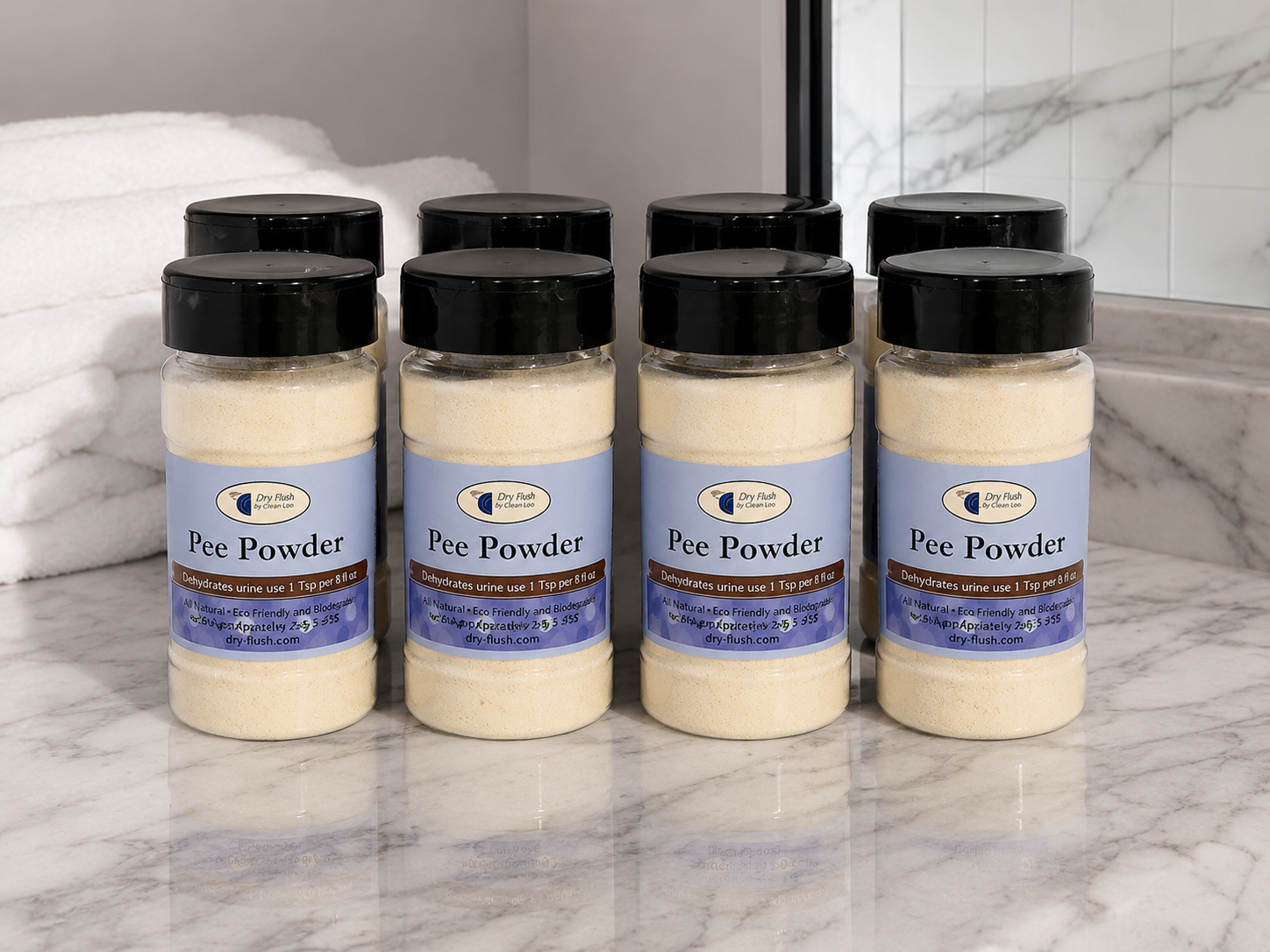 DryFlush Pee Powder - Bundle of 8 Bottles
