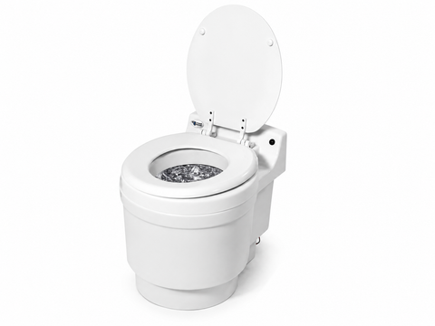 Laveo DryFlush Portable Toilet – White front view