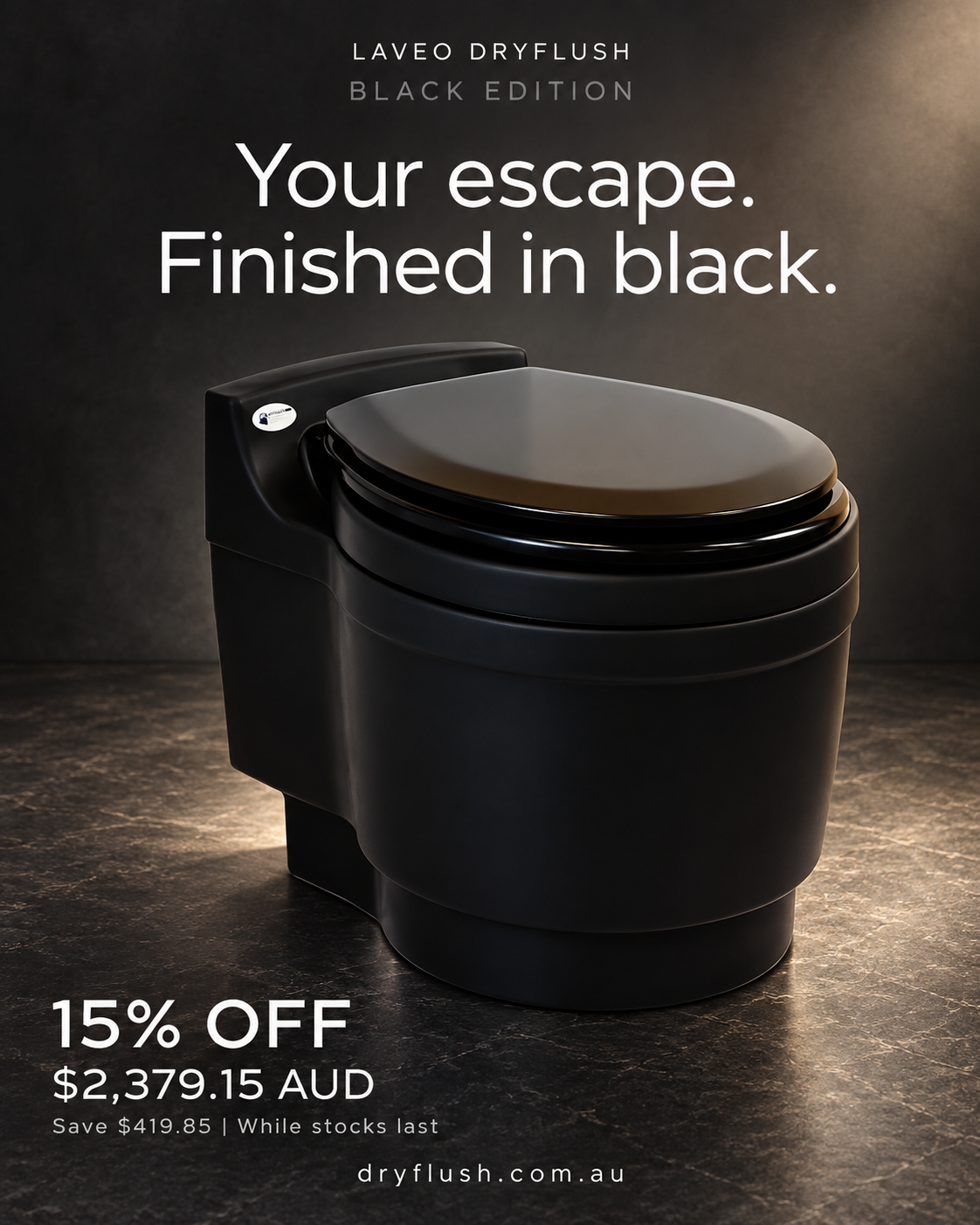 Black Edition campaign: Your escape. Finished in black. 15% off, A$2,379.15; save A$419.85 while stocks last.