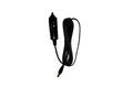 Coiled black power cable with a plug at one end