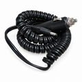 Coiled DryFlush DC power cable with automotive plug and barrel connector