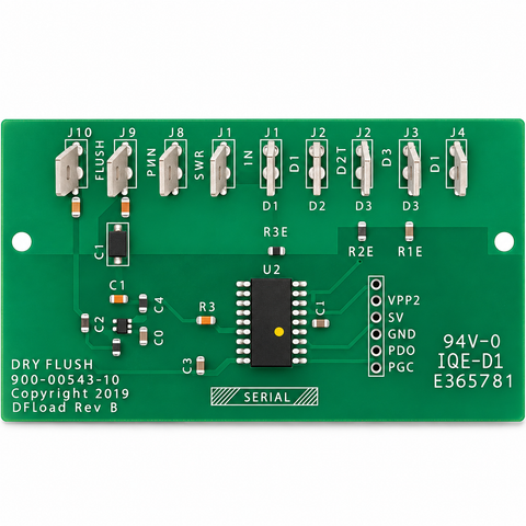 DryFlush replacement circuit board with terminals and electronic components