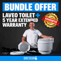 Bundle offer: White Laveo DryFlush toilet plus 5-year extended warranty