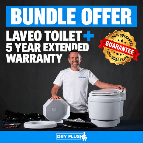 Bundle offer: White Laveo DryFlush toilet plus 5-year extended warranty